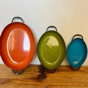 Vibrant Enamel Cast Iron Baking Dish Trio